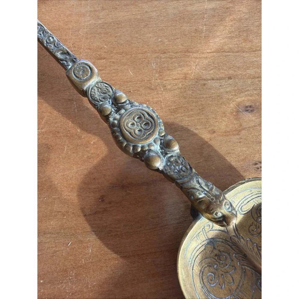 Vintage‎ Mexican Brass Serving Spoon with Jaguar / Feline Motif – 10″ Decorative